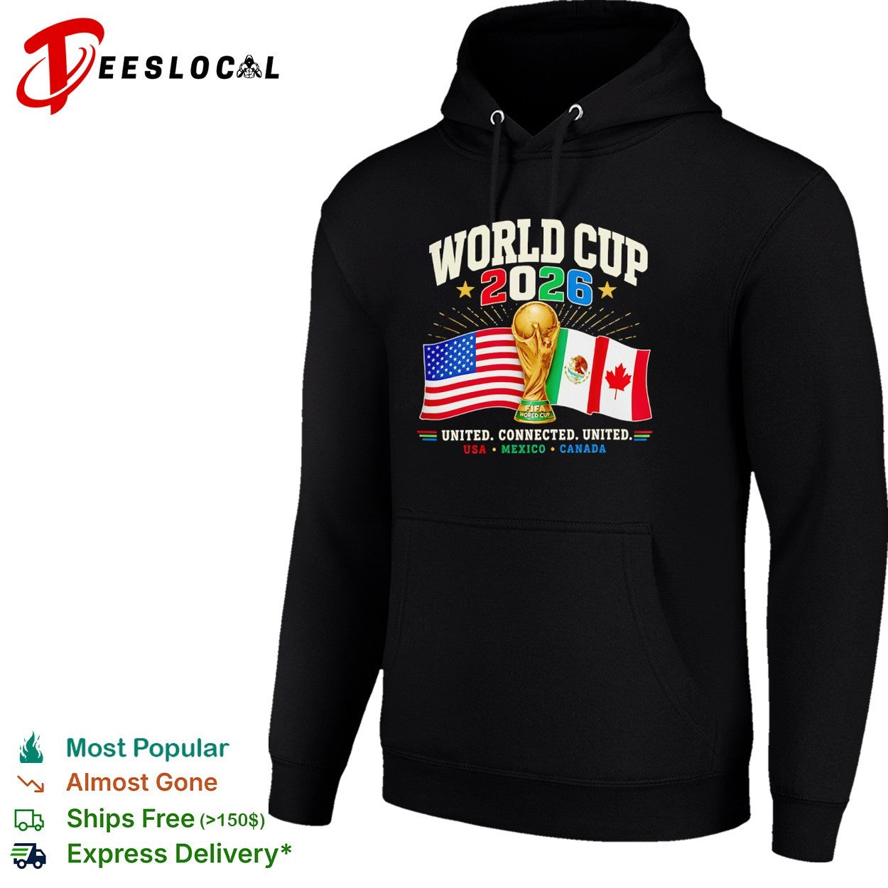 FIFA World Cup 2026 USA Mexico Canada trophy flags united connected shirt