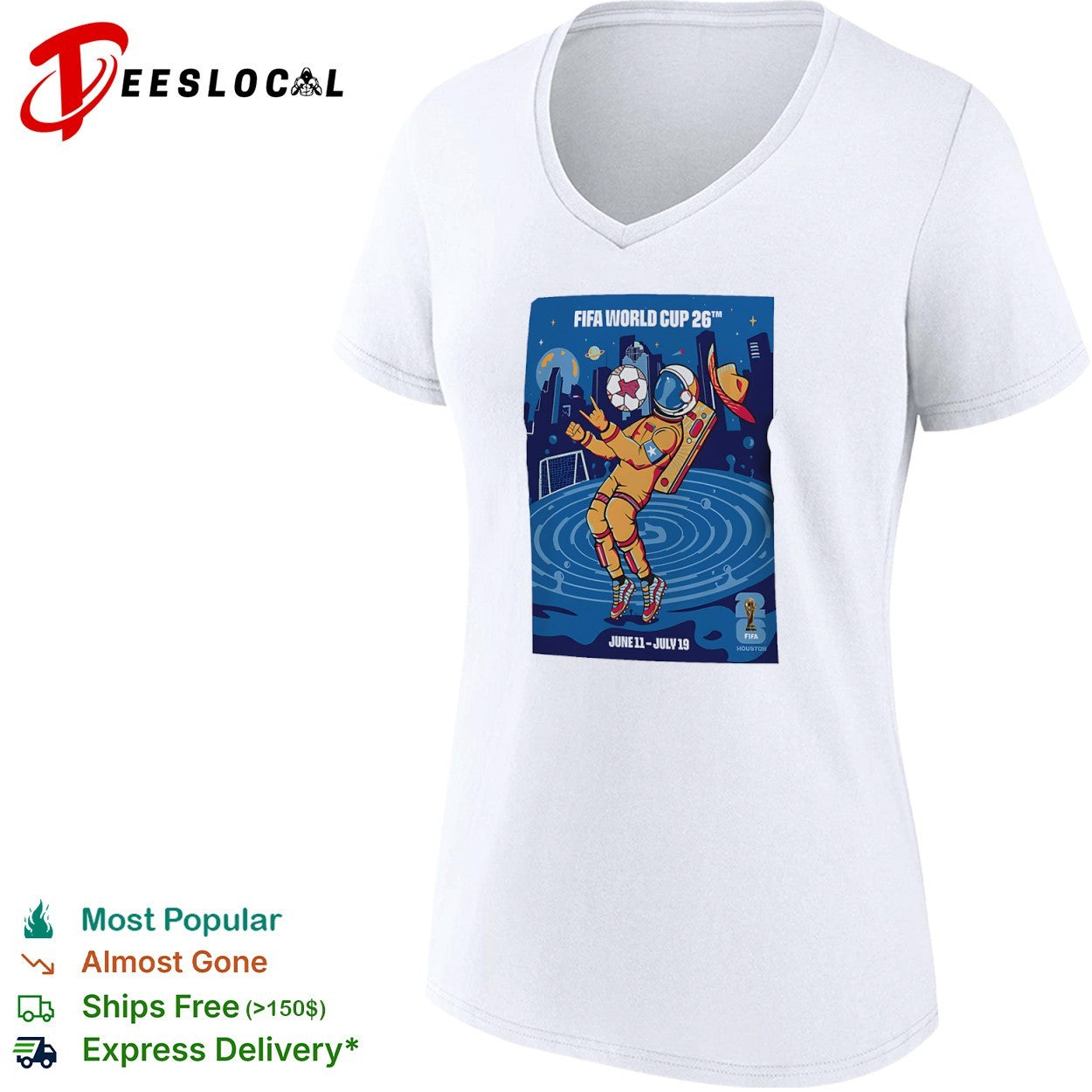 FIFA World Cup 26 Houston Astronaut Soccer Ball June 11 to July 19 shirt