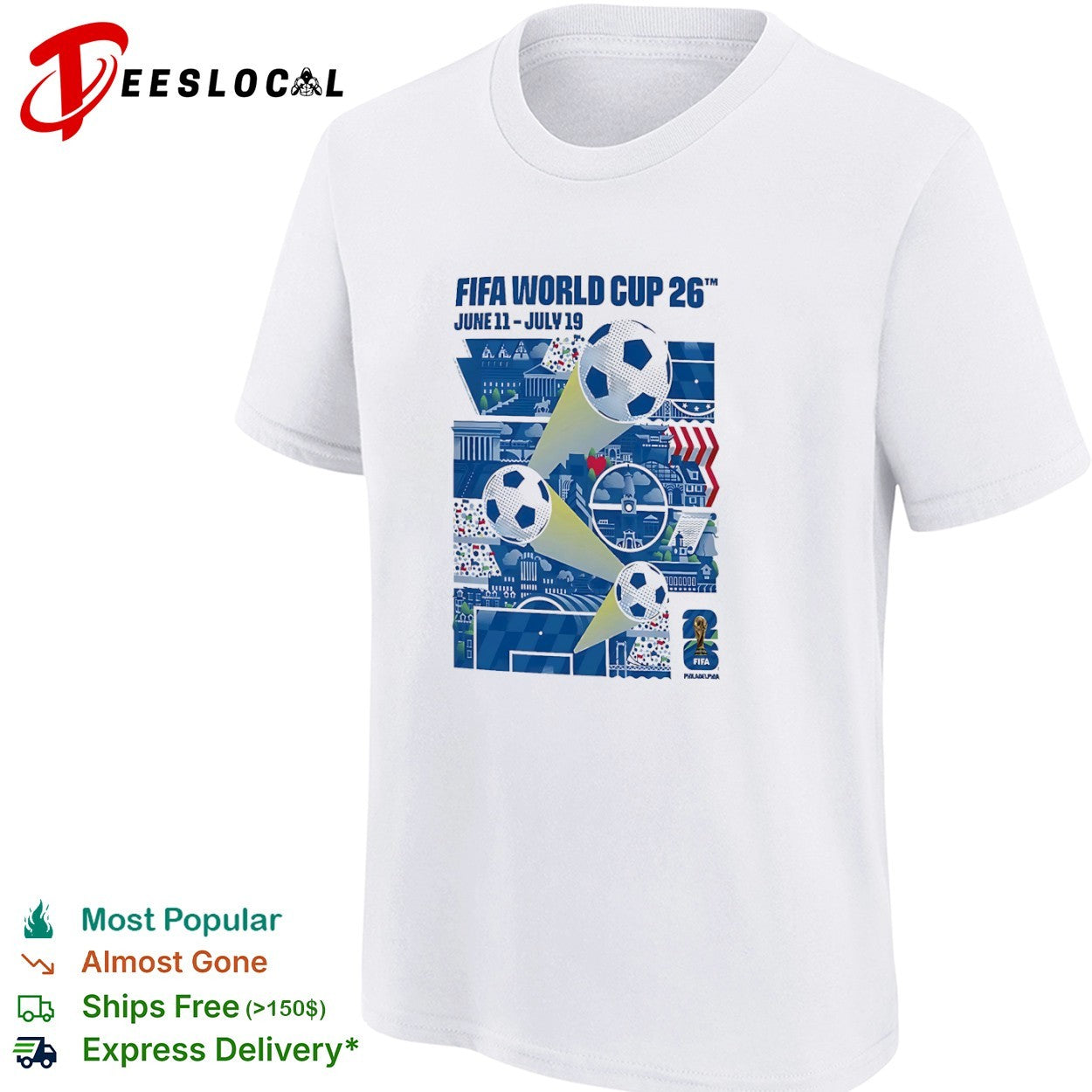 FIFA World Cup 26 Philadelphia June 11 July 19 soccer balls shirt