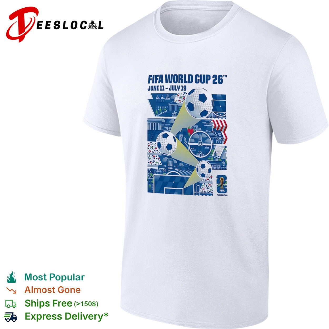 FIFA World Cup 26 Philadelphia June 11 July 19 soccer balls shirt
