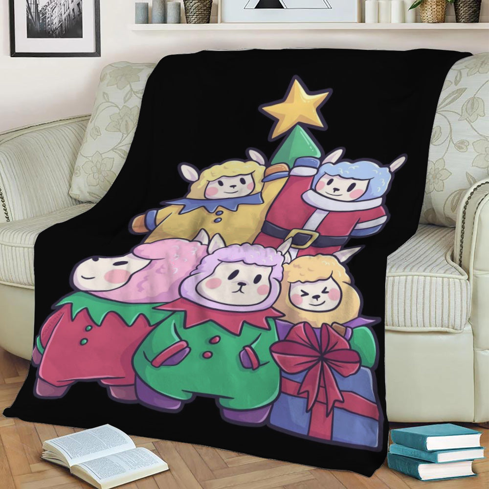 Family Lama celebrates Chr Fleece Throw Blanket