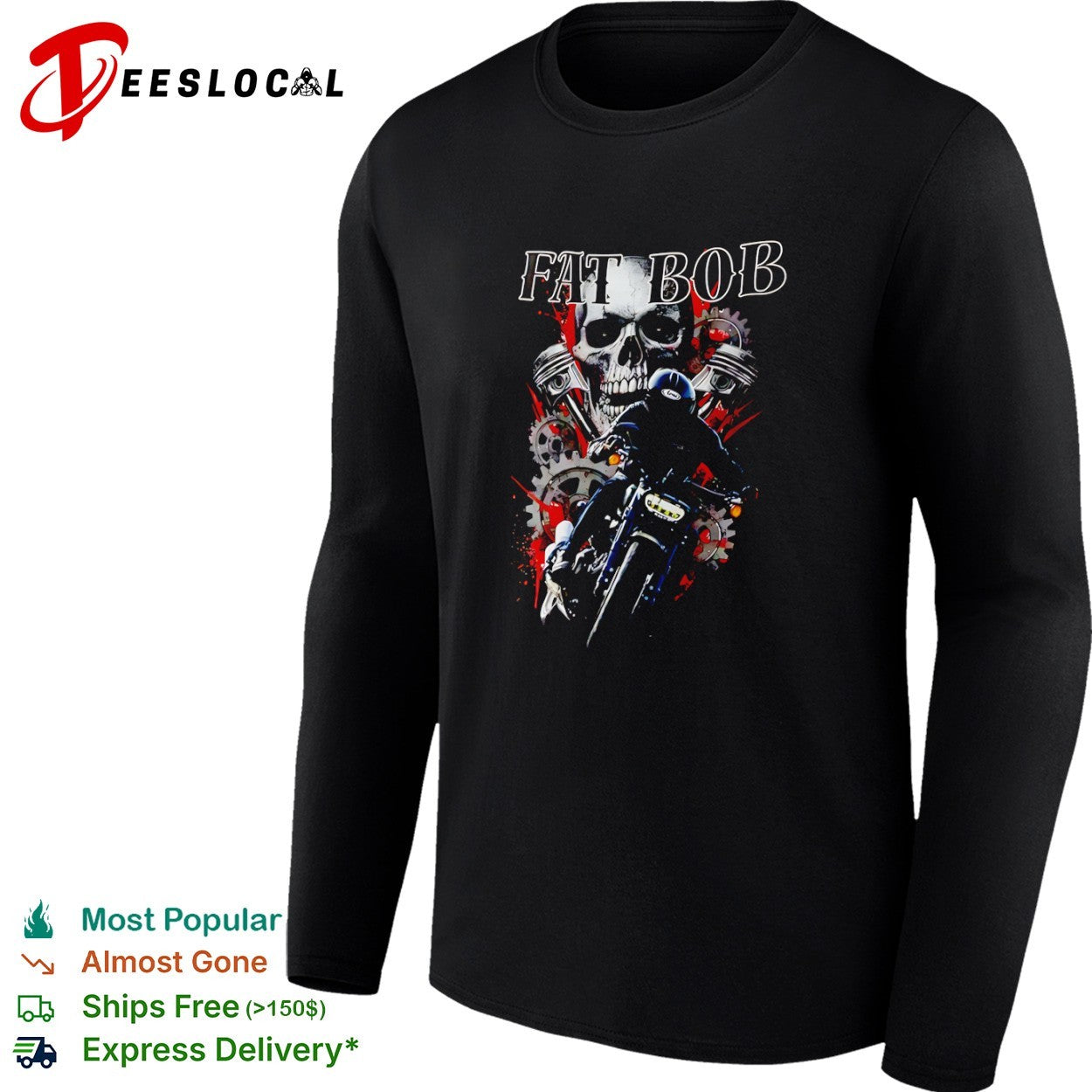 Fat Bob Harley Davidson Motorcycle Skull Gears Biker Speed Culture Heavy Metal shirt