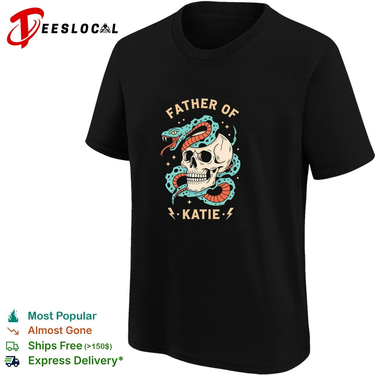 Father of Katie Snake and Skull Gothic Occult Themed Pop Culture Aesthetic shirt