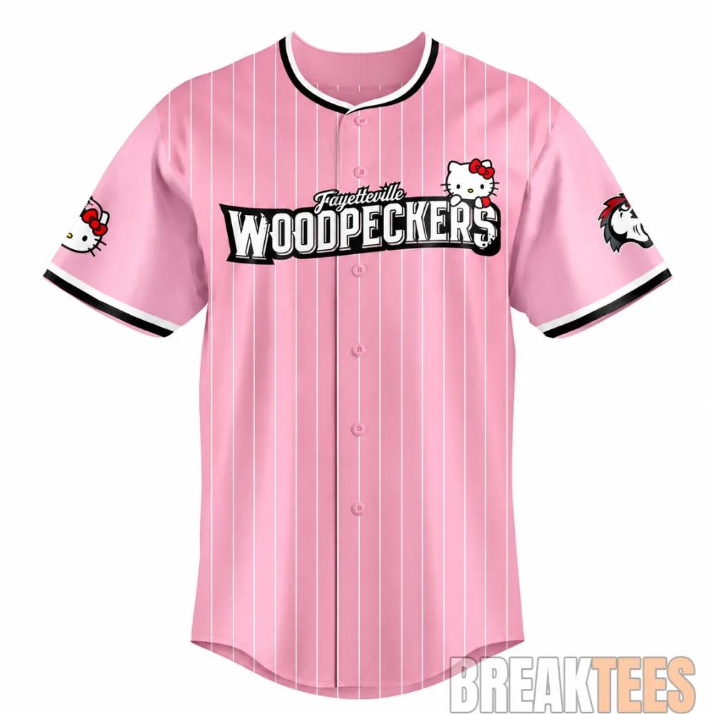 Fayetteville Woodpeckers x Hello Kitty Night Pink 2026 Baseball Jersey