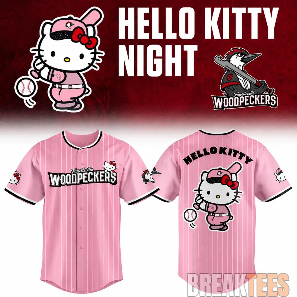 Fayetteville Woodpeckers x Hello Kitty Night Pink 2026 Baseball Jersey