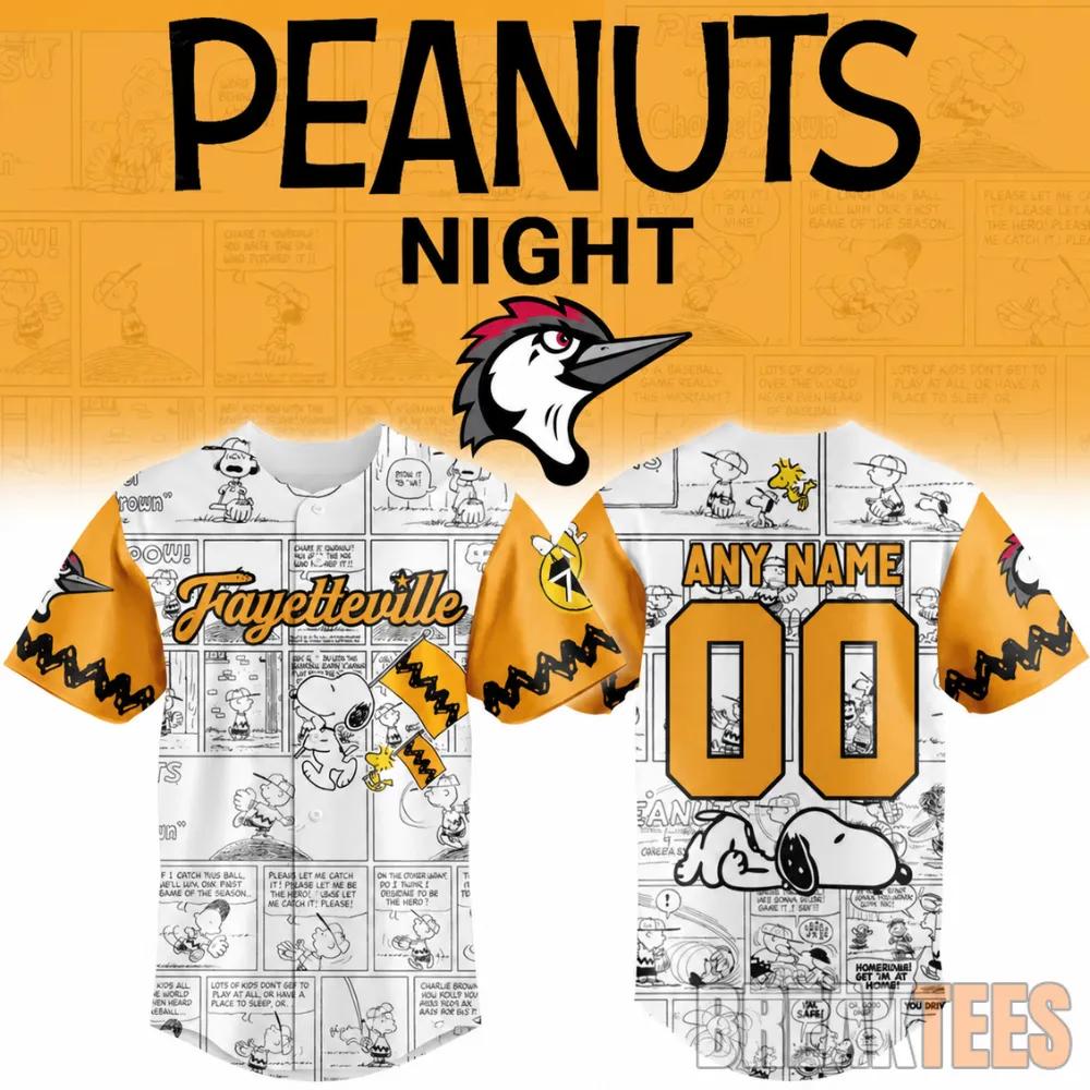 Fayetteville Woodpeckers x Peanuts Night Personalized Baseball Jersey 2026