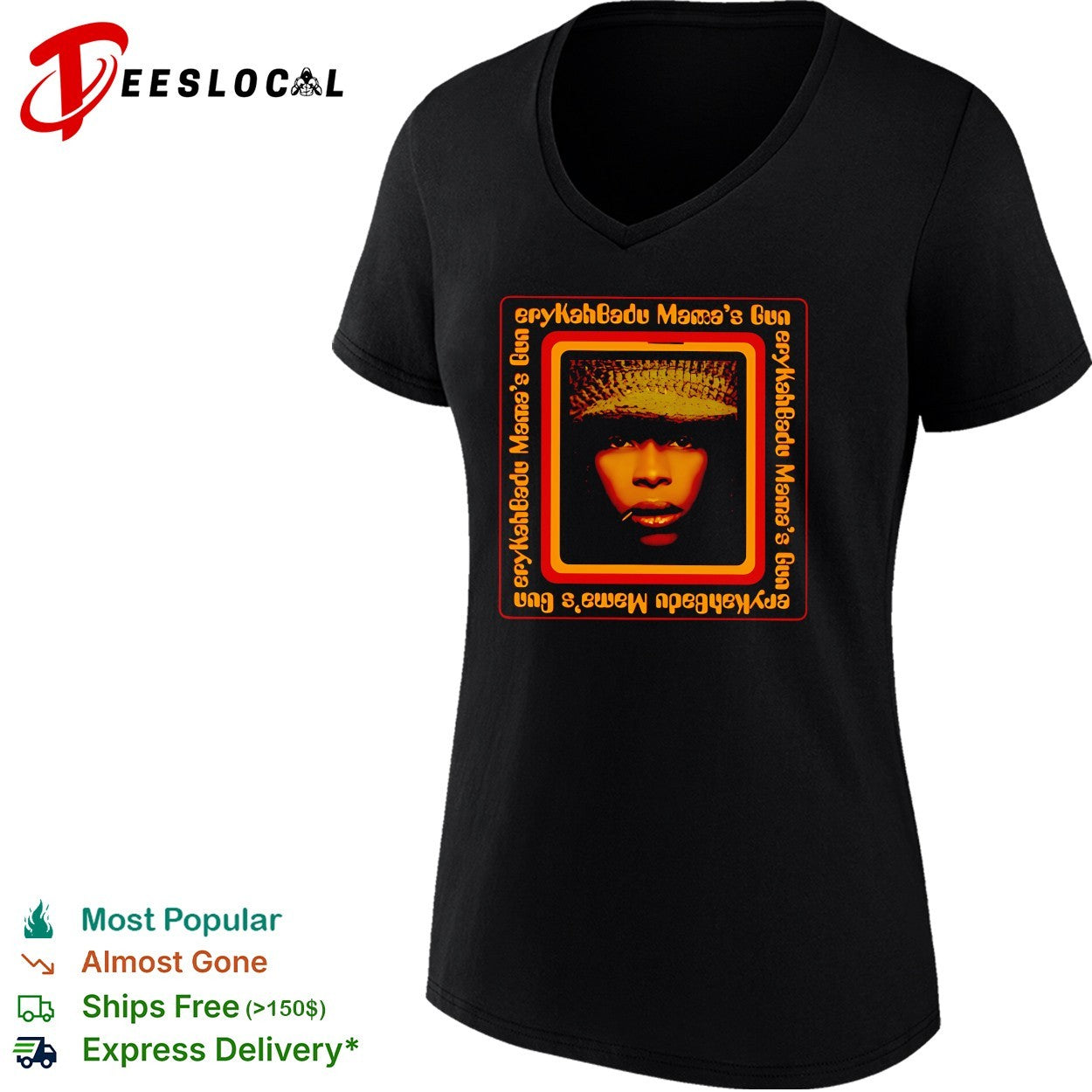 Female neo-soul artist iconic album portrait earth-tone framed record art shirt