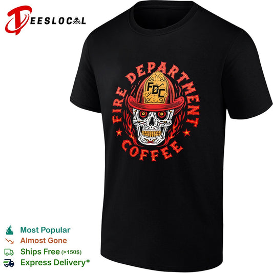 Fire Department Coffee FDC Skull Helmet Logo Fire Department Coffee shirt
