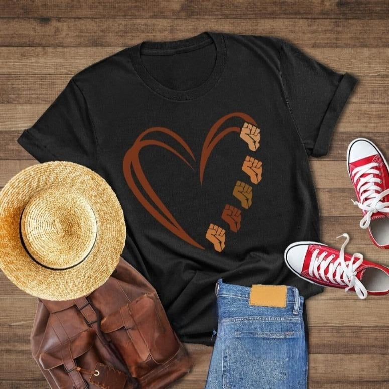Fist Heart Shirt Black Power Heart Shirt Black History Black History Month Civil Rights Shirt African American T-Shirts