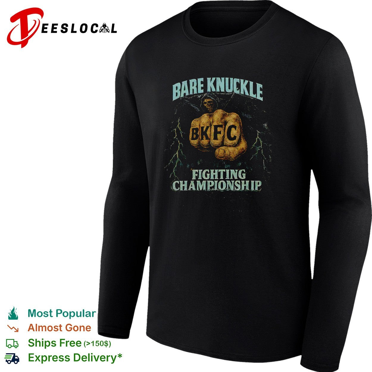 Fist lightning bare knuckle fighting championship bold poster shirt