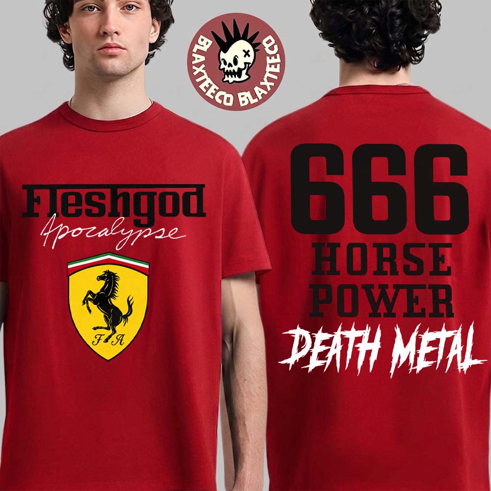 Fleshgod Apocalypse 2026 North America Tour Merch 666 Horse Power Ferrari Red T-Shirt