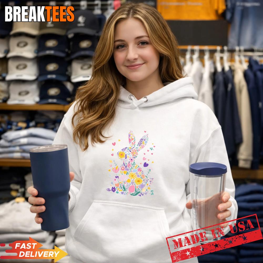 Floral Bunny Rabbit Easter T-shirt