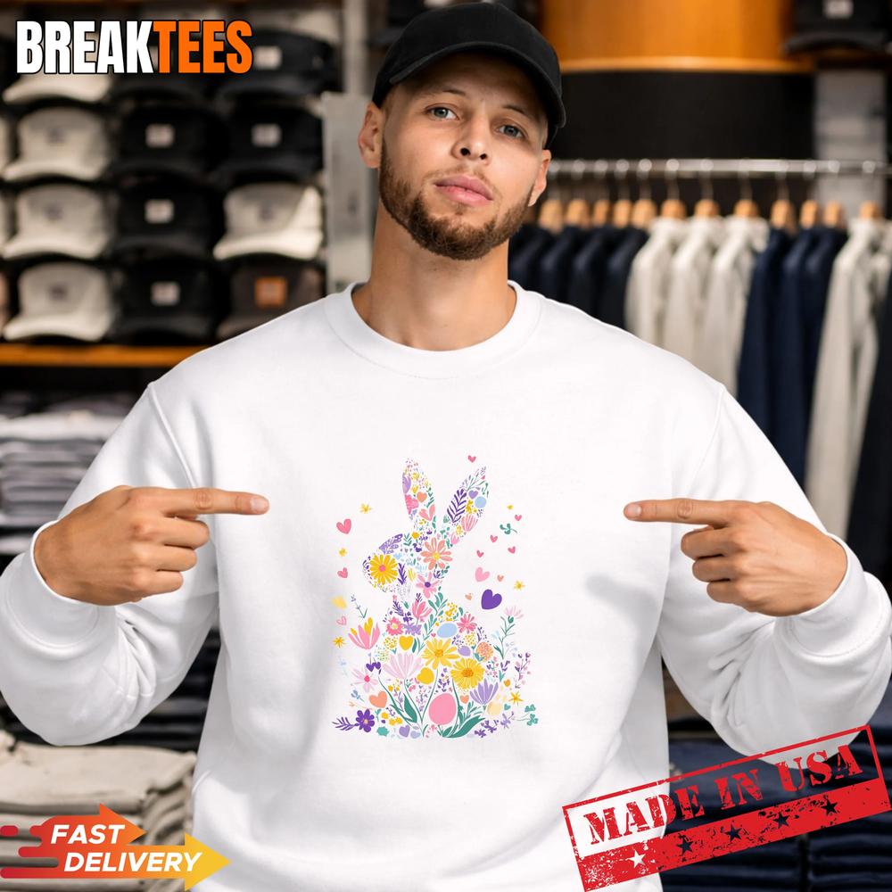 Floral Bunny Rabbit Easter T-shirt