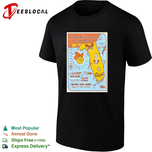 Florida map cartoon musicians Raymond James Stadium Tampa 2026 concert art shirt