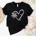 Flower Heart Grandma Shirt Grandmother Grammy Valentine New Grandma Short Sleeve Nana T-Shirts