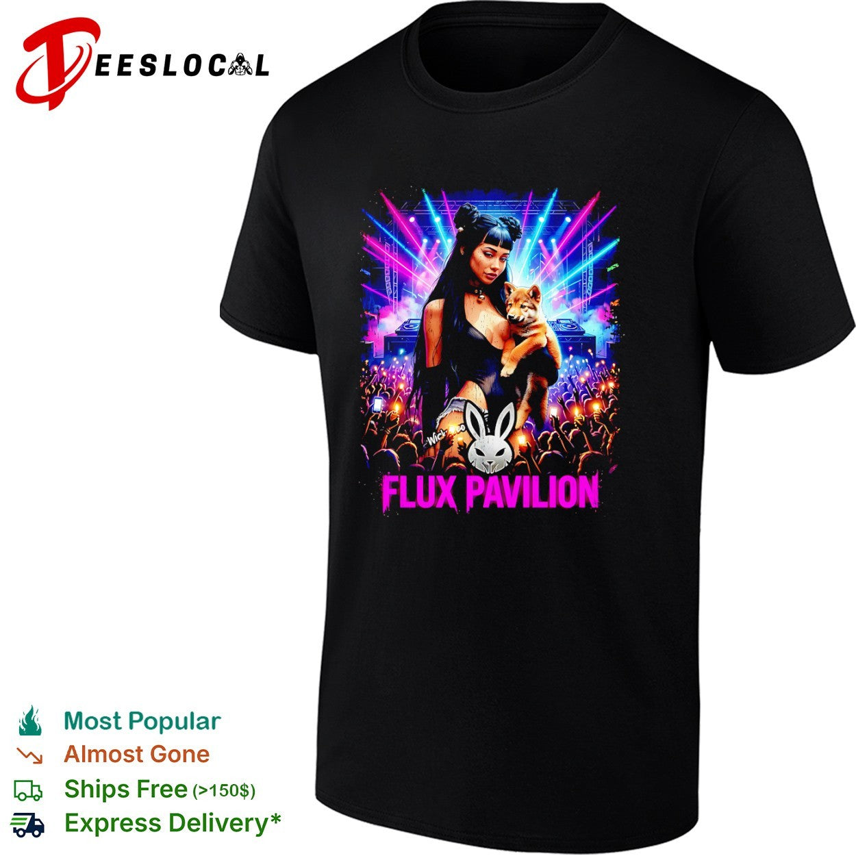 Flux Pavilion Wickzeo Rabbit Logo Rave Music Concert shirt