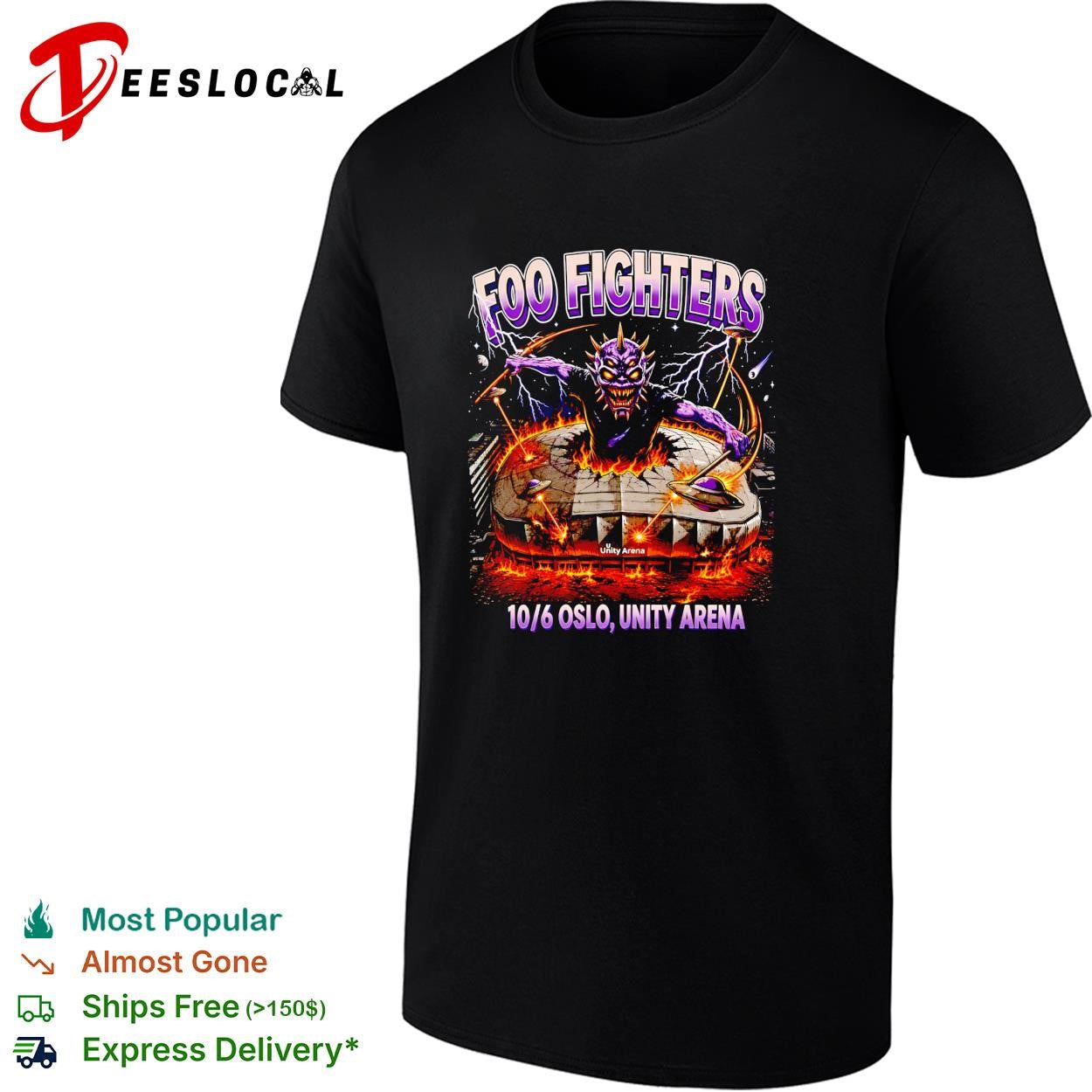Foo Fighters Oslo Unity Arena June 10 2026 concert poster shirt