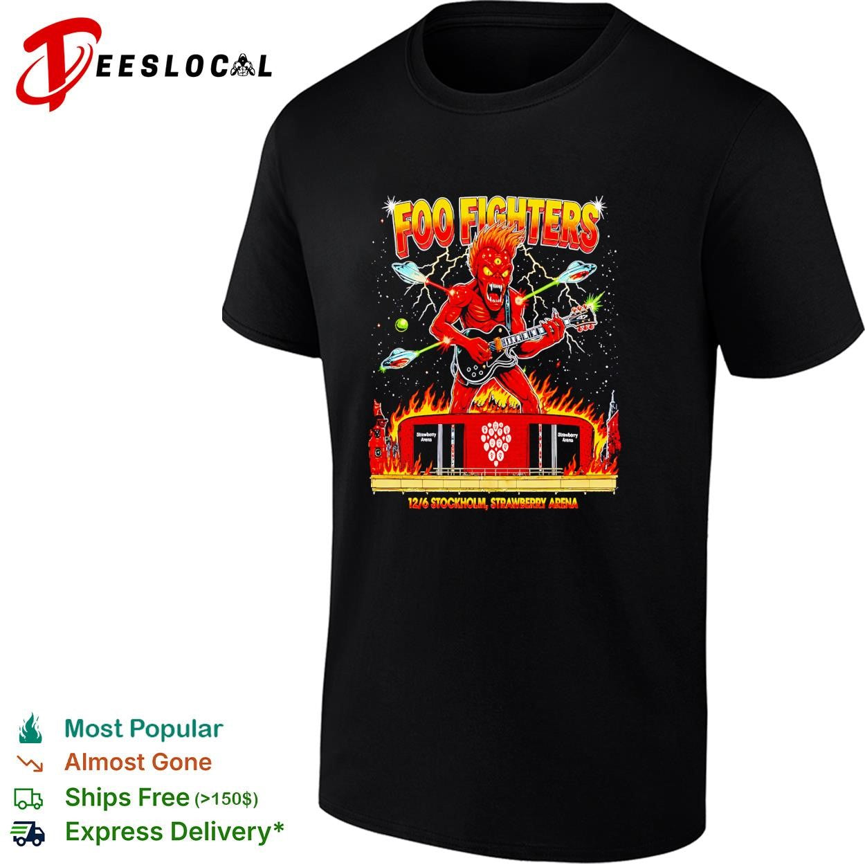 Foo Fighters Stockholm Sweden 2026 At Strawberry Arena On 12 June 2026 The Red Alien shirt