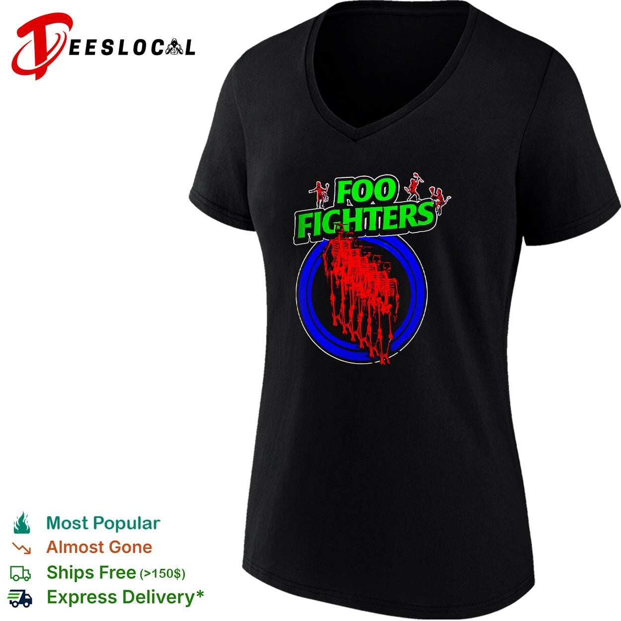 Foo Fighters Take Cover Tour 2026 Europe And UK Neon Skeleton shirt