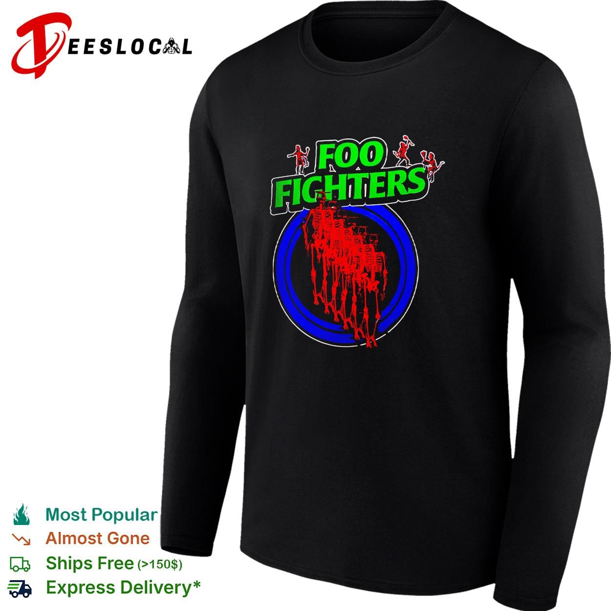 Foo Fighters Take Cover Tour 2026 Europe And UK Neon Skeleton shirt