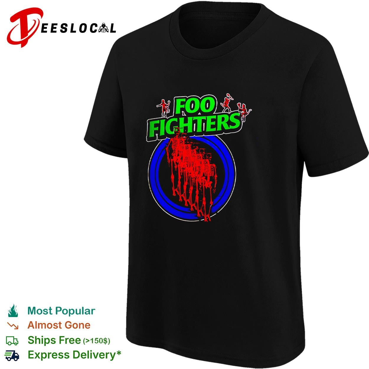 Foo Fighters Take Cover Tour 2026 Europe And UK Neon Skeleton shirt