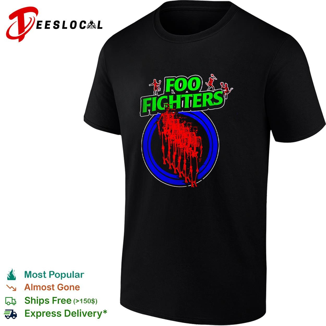 Foo Fighters Take Cover Tour 2026 Europe And UK Neon Skeleton shirt