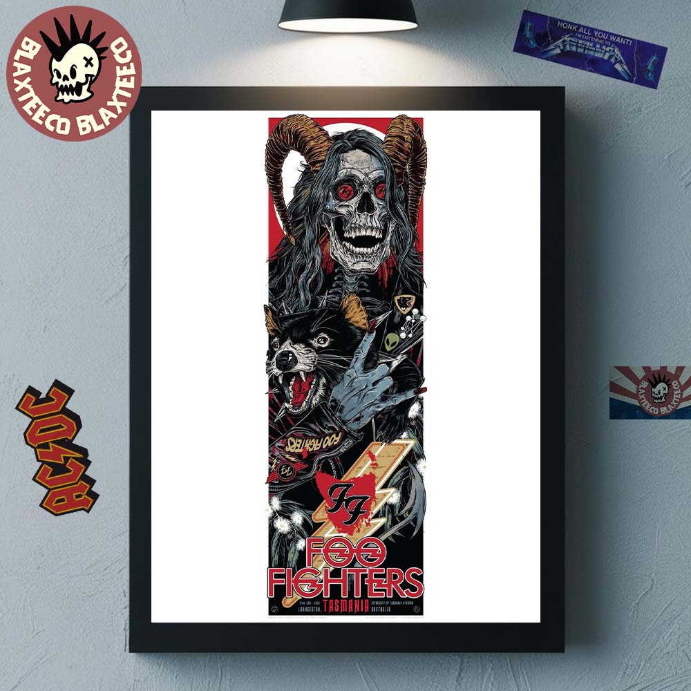 Foo Fighters Tasmania Australia 2026 Venue Poster At Utas Stadium On 24 January 2026 Home Decor Poster Canvas