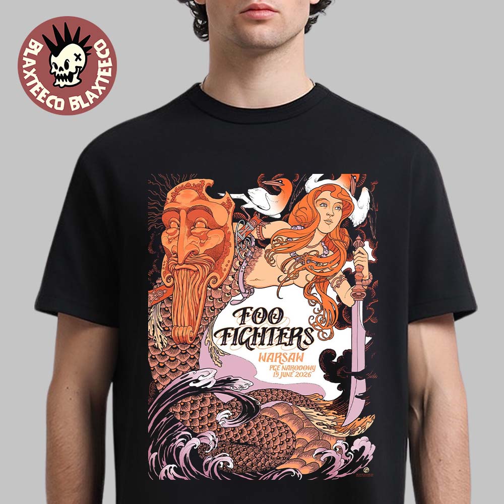 Foo Fighters Warsaw Poland 2026 Event Poster Live At PGE Narodowy On 15 June 2026 The Mermaid Art T-Shirt