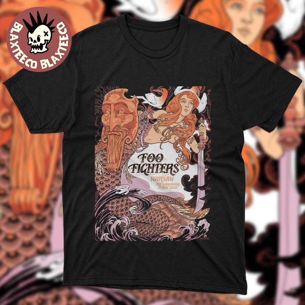 Foo Fighters Warsaw Poland 2026 Event Poster Live At PGE Narodowy On 15 June 2026 The Mermaid Art T-Shirt