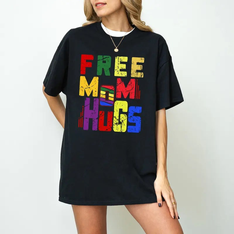 Free Mom Hugs Proud Mom Rainbow Gay Pride Lgbtq Proud Parent Shirt Equality Rainbow Heart Shirt Proud T-Shirts