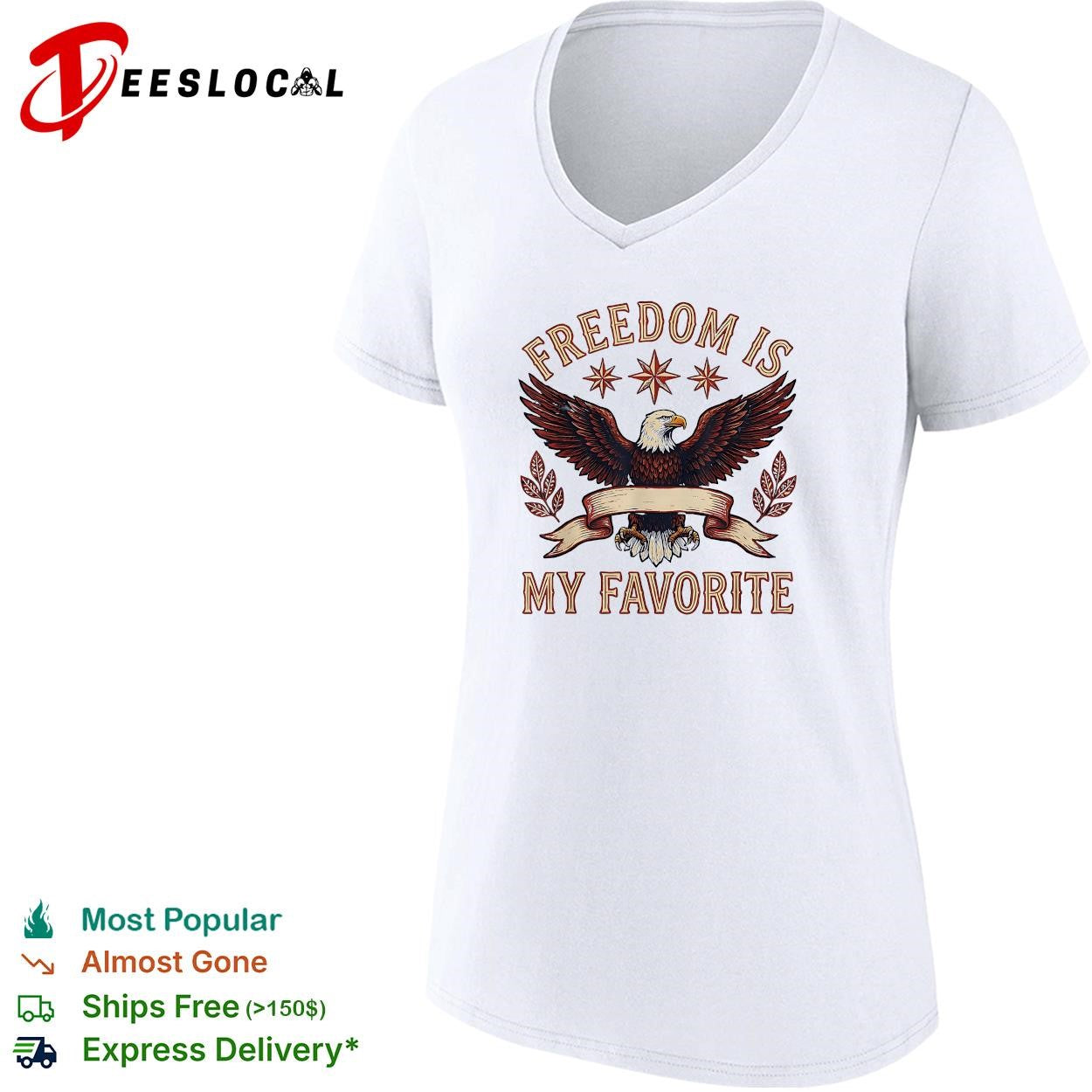 Freedom is my favorite eagle patriotic Chicago stars graphic shirt