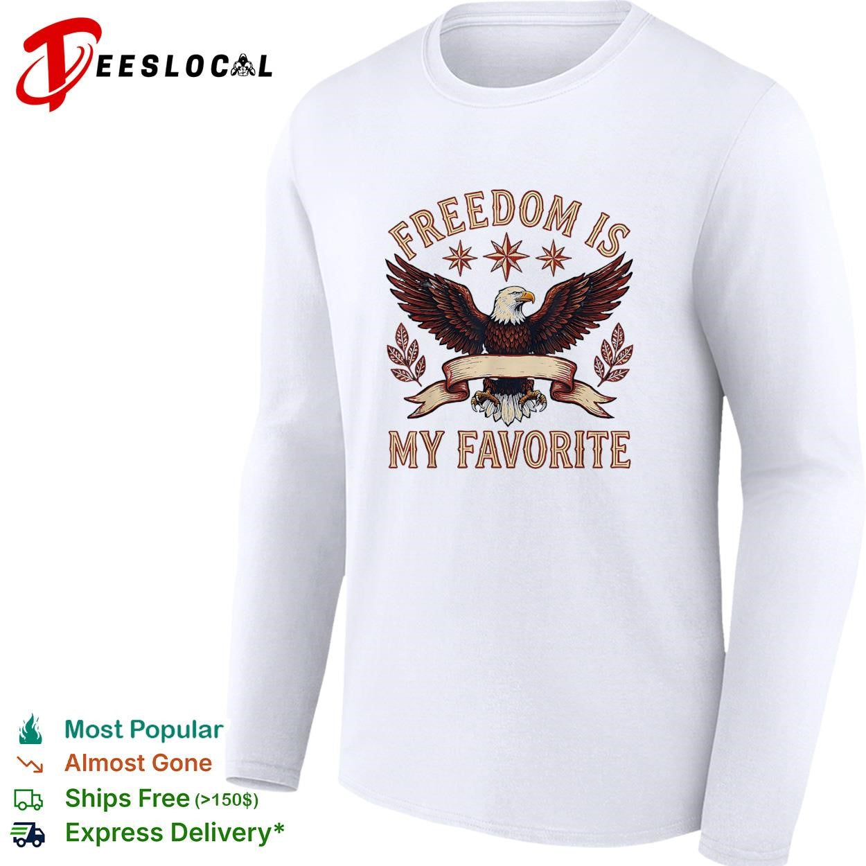 Freedom is my favorite eagle patriotic Chicago stars graphic shirt
