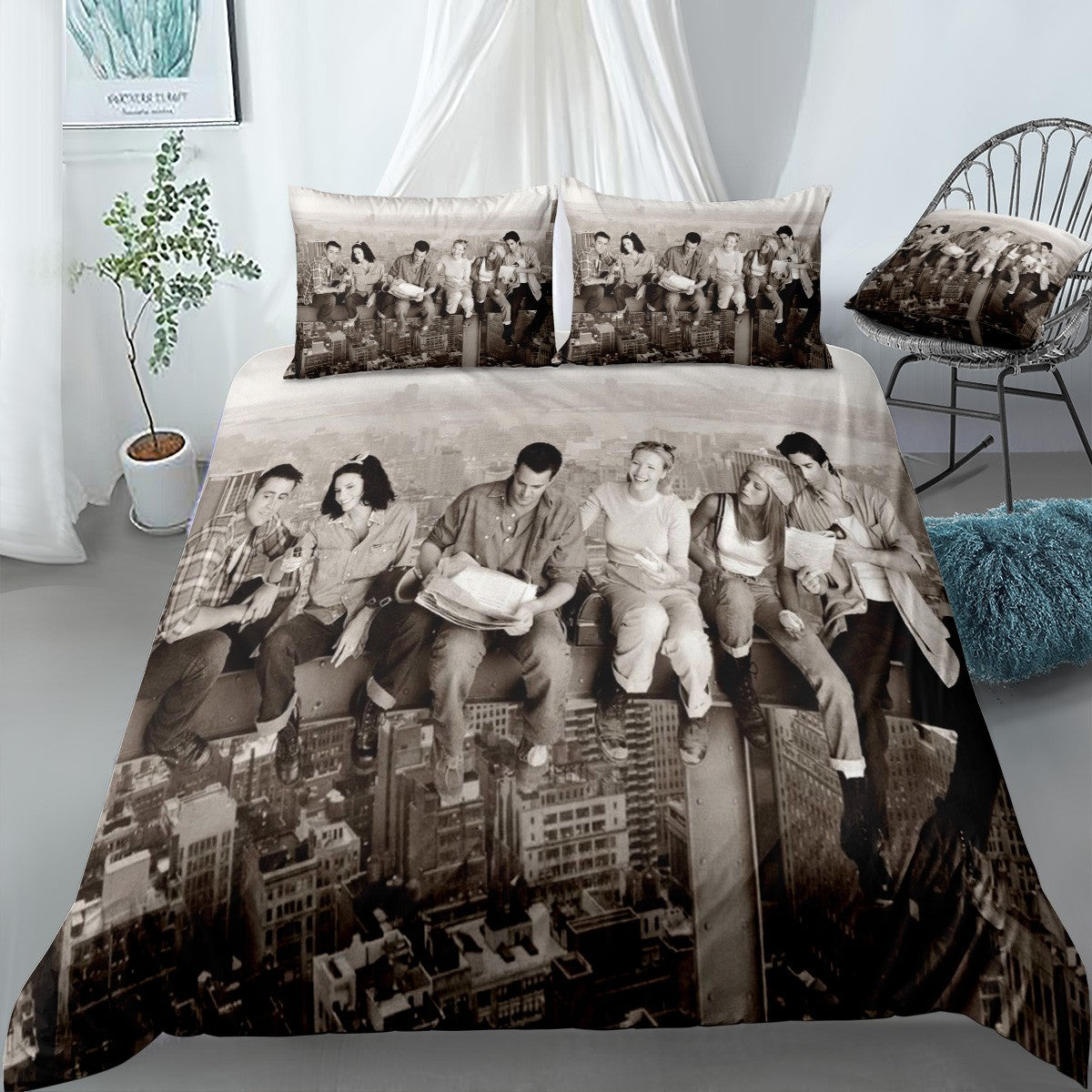 Friends Manhattan Skyline Bedding Set (Duvet Cover & Pillow Shams)