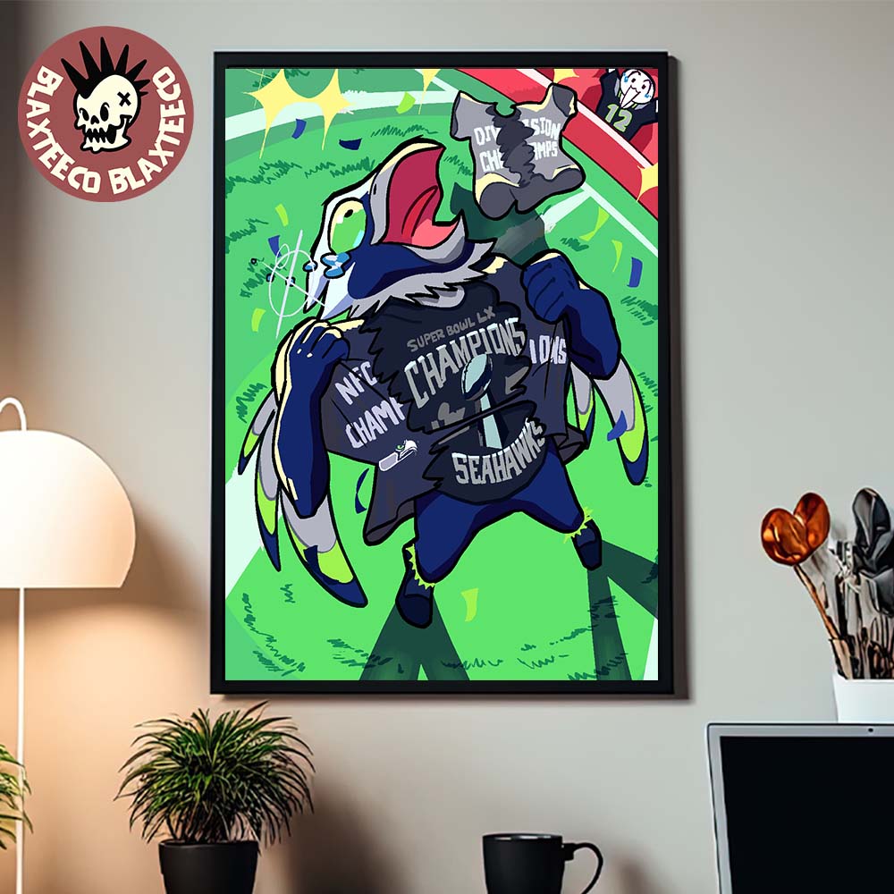 Funny Seattle Seahawks Blitz Mascot Stole The Show Super Bowl LX Champions Tears Shirts Home Decor Poster Canvas
