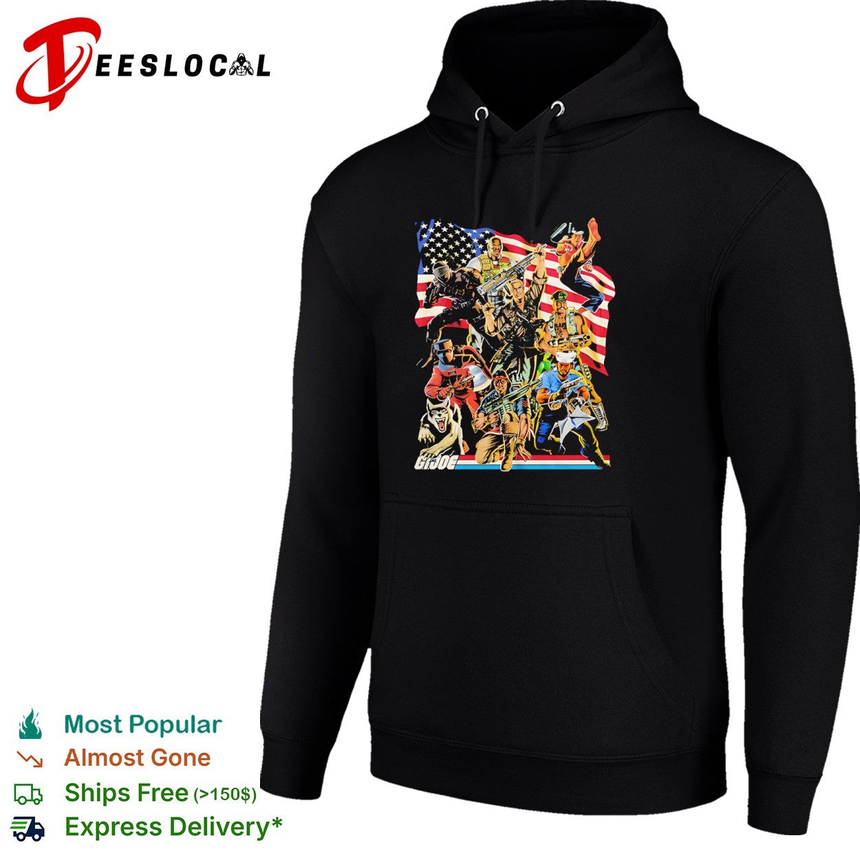 G I Joe Classic Characters with American Flag Patriotic shirt