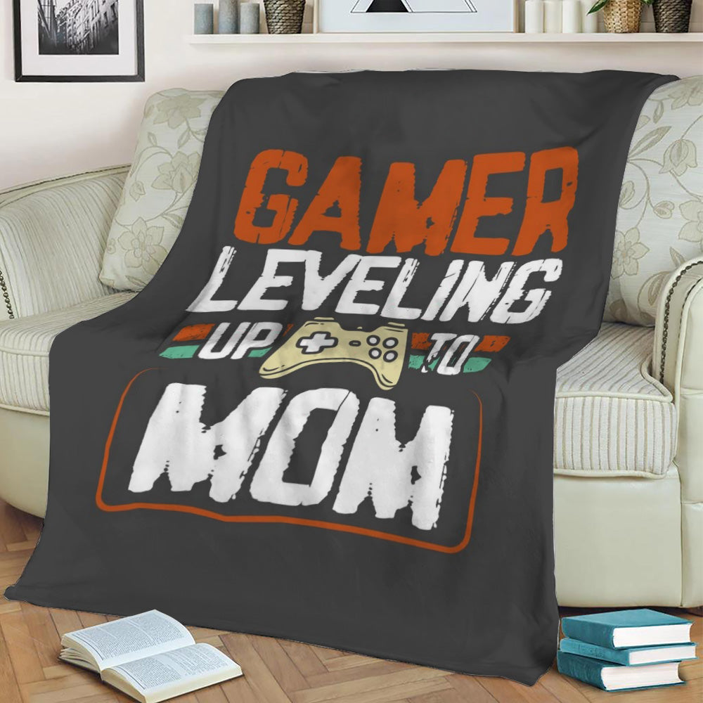 Gamer leveling to Mom Fleece Throw Blanket