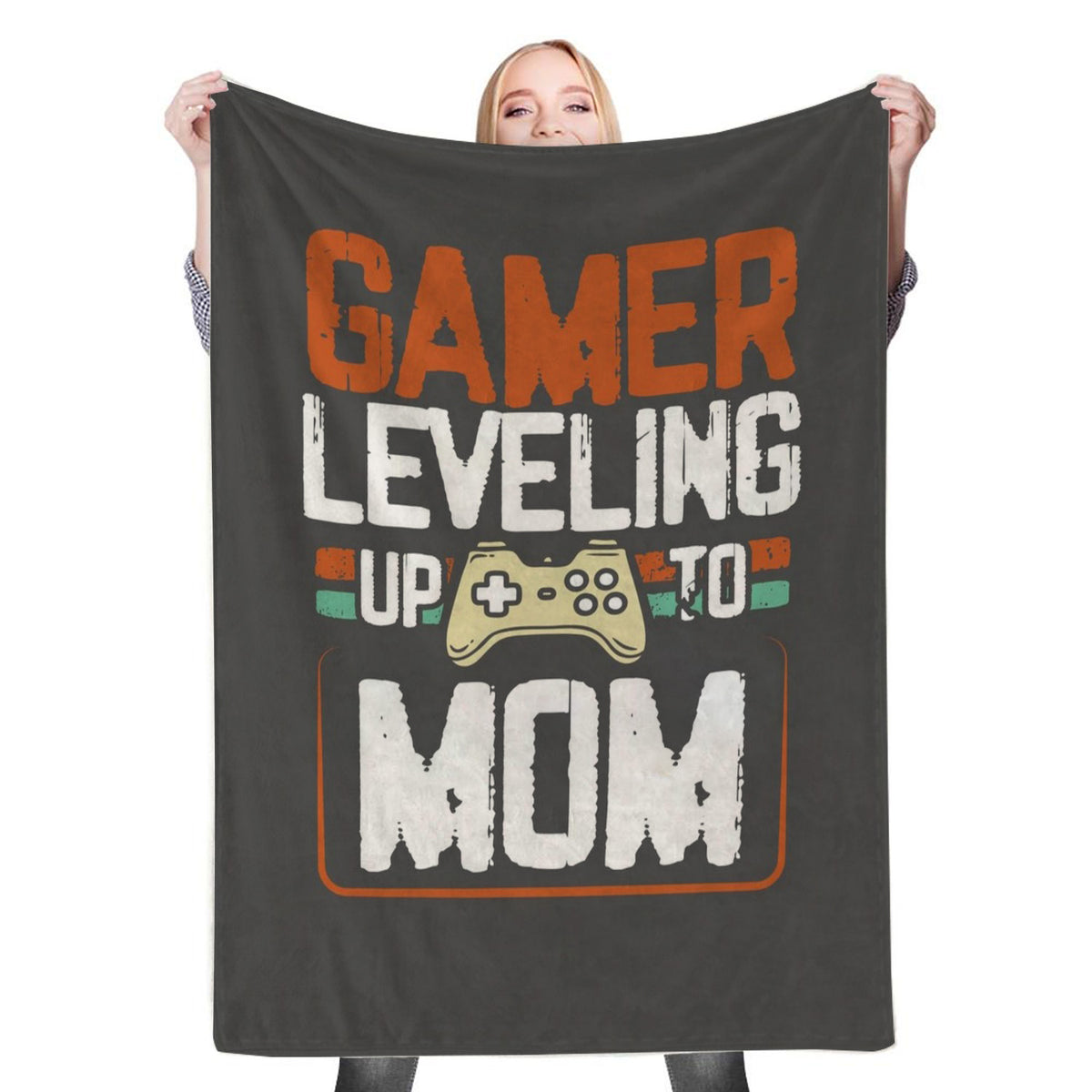 Gamer leveling to Mom Fleece Throw Blanket