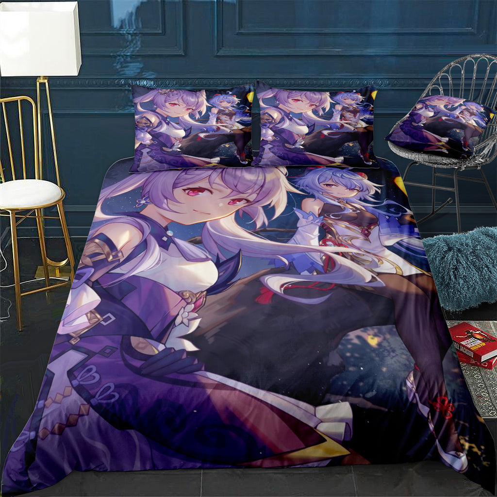 Ganyu and Keqing Bedding Set (Duvet Cover & Pillow Shams)