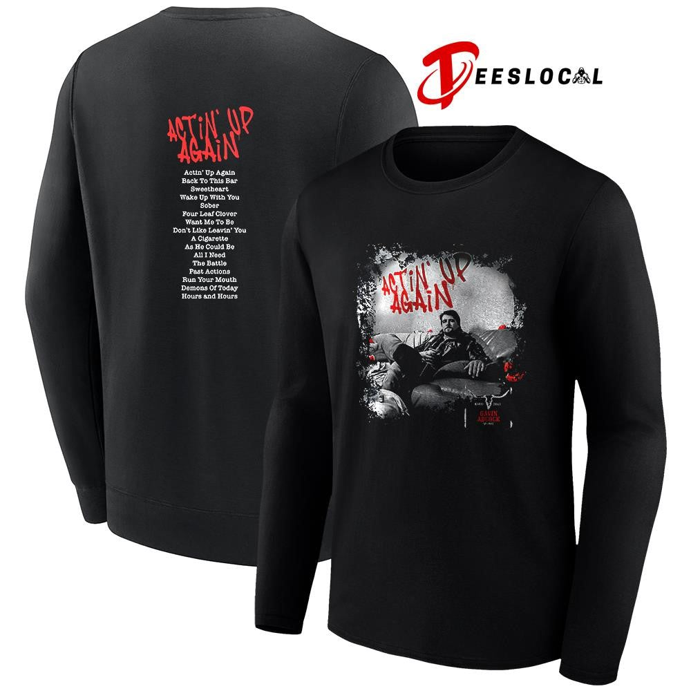 Gavin Adcock actin’ up again tracklist graphic shirt