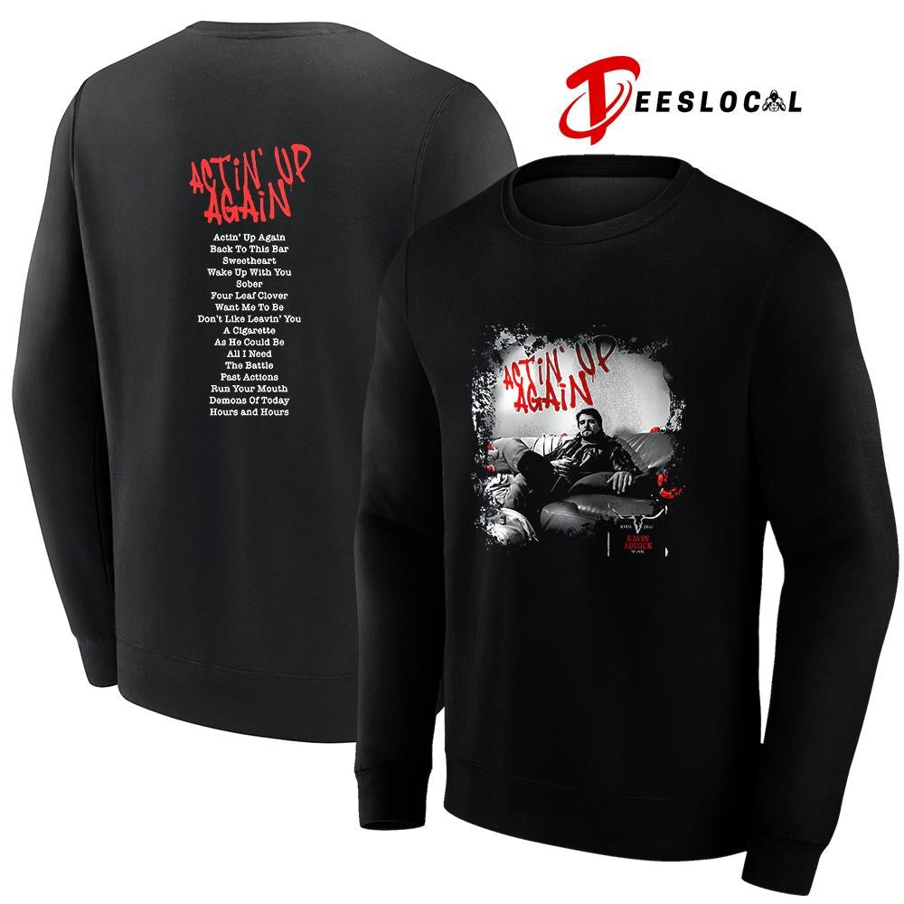 Gavin Adcock actin’ up again tracklist graphic shirt