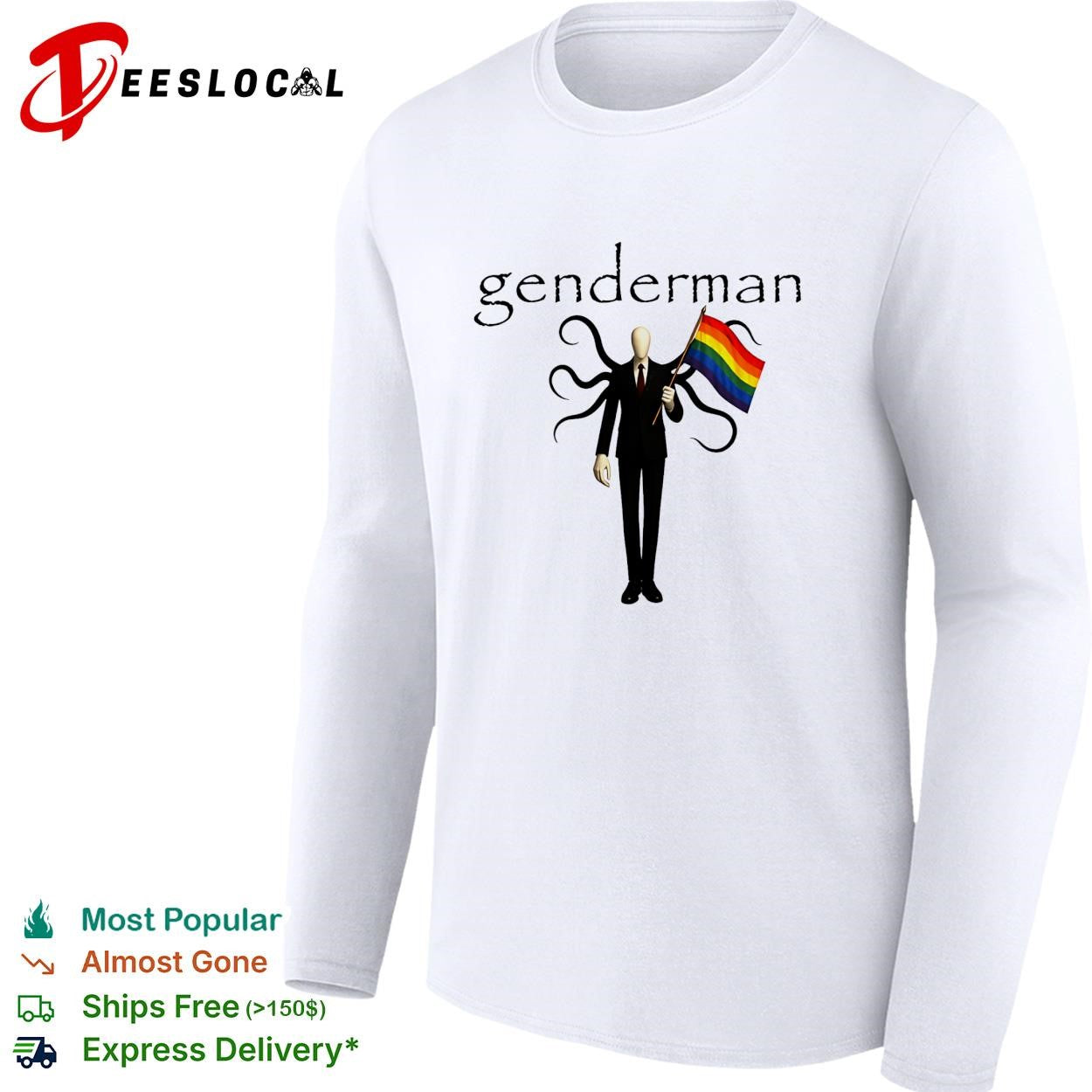 Genderman holding LGBT flag gay shirt