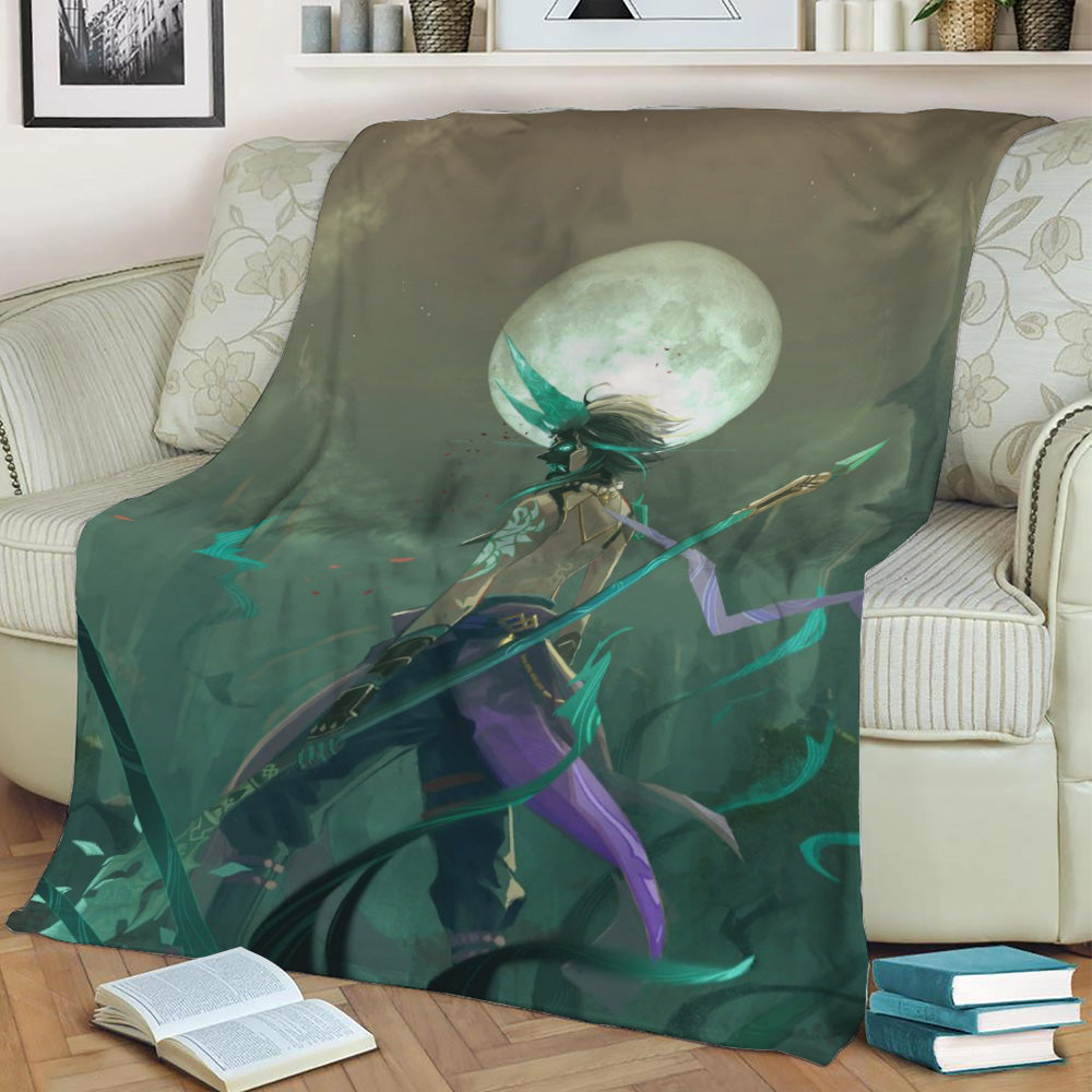 Genshin Impact Xiao Fleece Throw Blanket