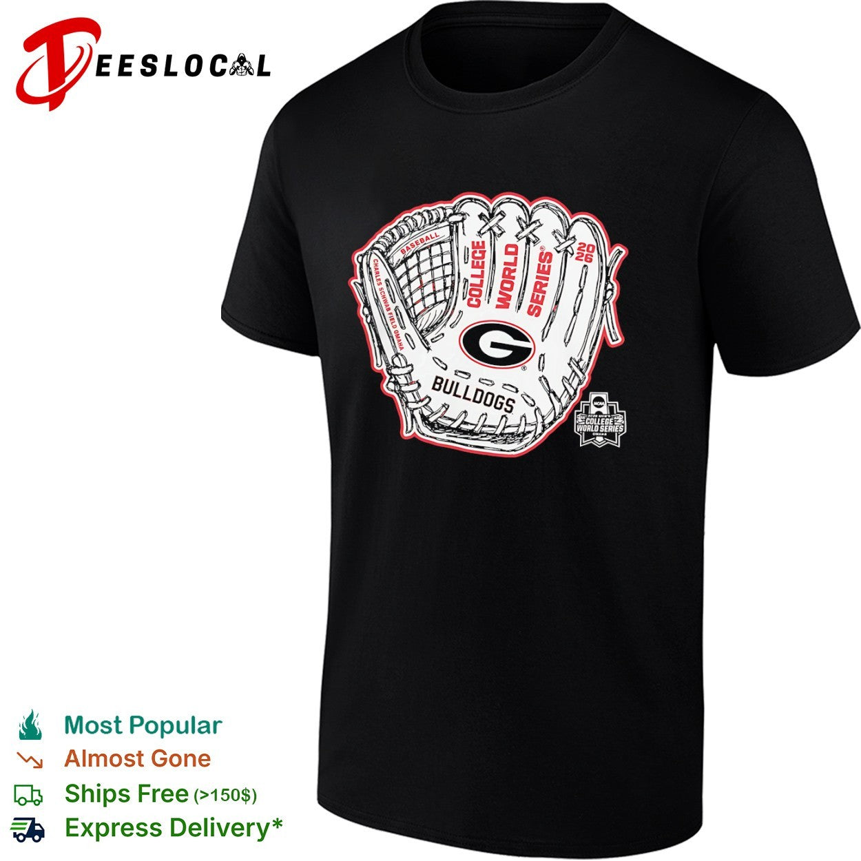 Georgia Bulldogs Baseball College World Series 2026 Charles Schwab Field Omaha shirt