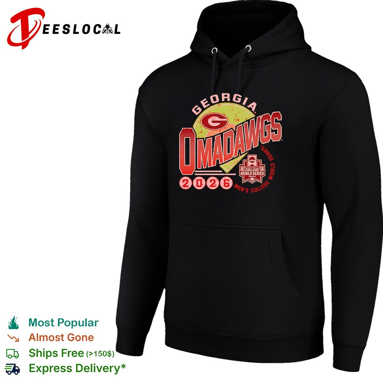Georgia Bulldogs Omadawgs baseball diamond 2026 Mens College World Series shirt