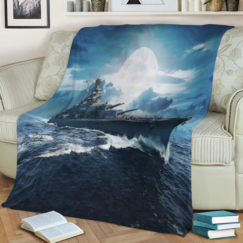German Battleship Fleece Throw Blanket