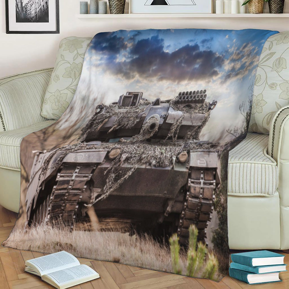 German main battle tank Fleece Throw Blanket