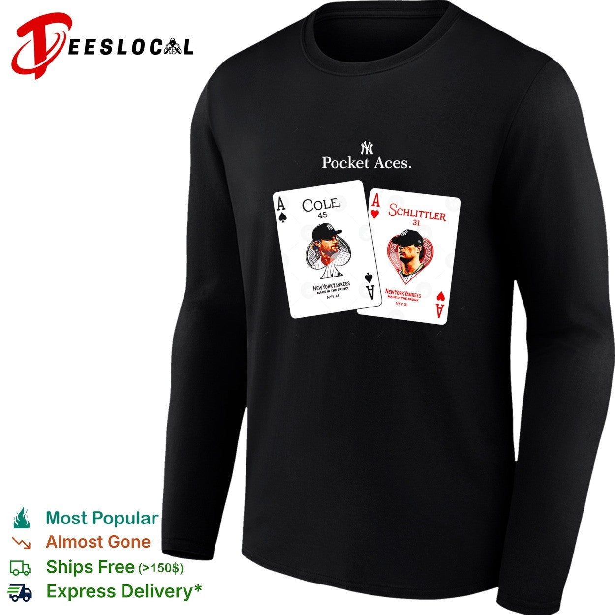 Gerrit Cole Schlittler New York Yankees pocket aces graphic shirt
