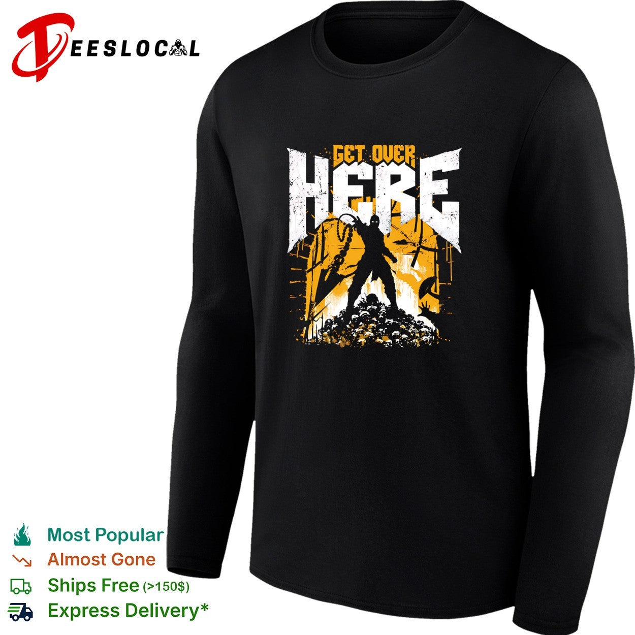 Get Over Here Slayer Scorpion from Mortal Kombat in the style of Doom shirt