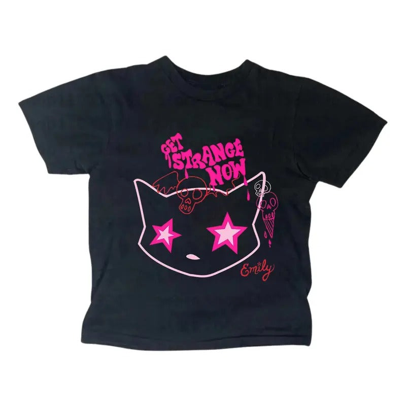 Get Strange Now Baby Gothic Emo Girl Baby Y2k Top Streetwear Grunge 2000s Fitted Her Womenswear Summer T-Shirts