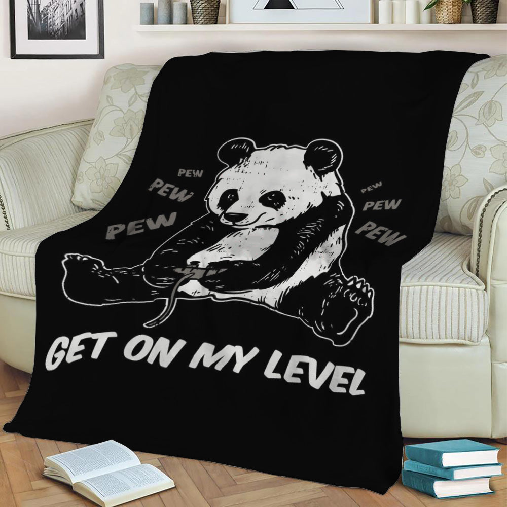 Get on my Level Panda Pew Fleece Throw Blanket